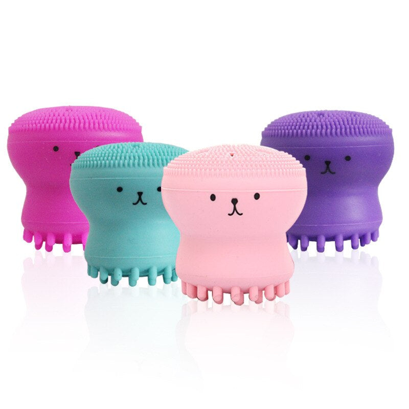 1PC Silicone Facial Cleansing Brushes Pore Exfoliating Skin Care Face Cleaner Skin Care Octopus Shape Massage Wash Beauty Gel