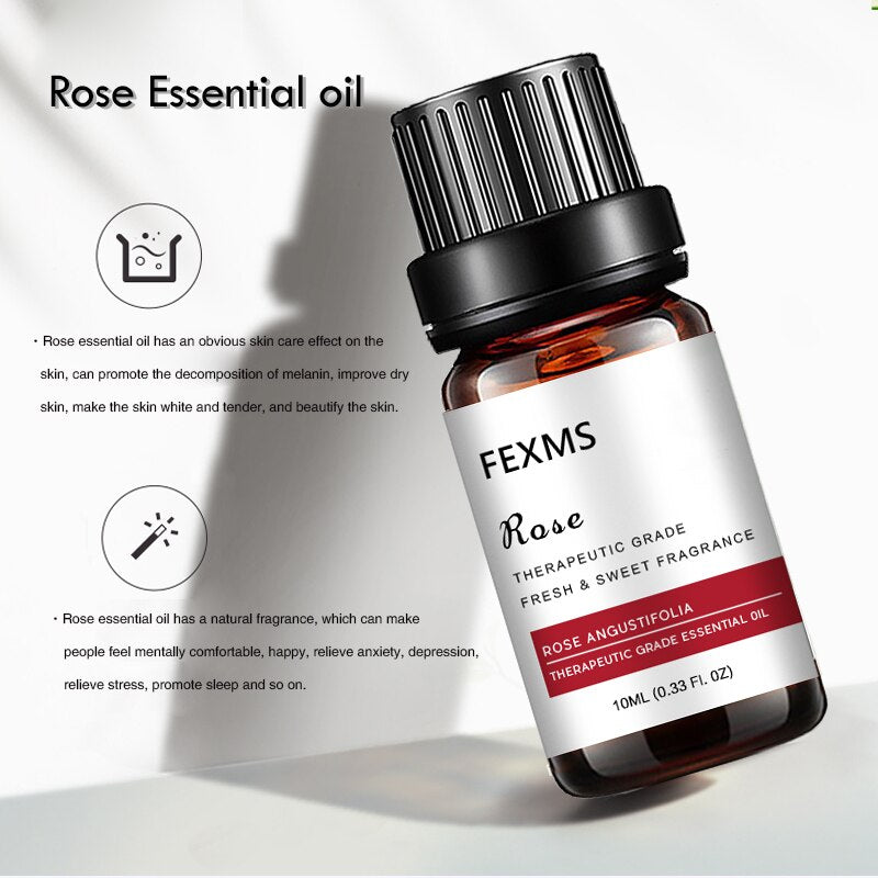 100% Pure Rose Essential Oil Aromatherapy Oil Best Grade Rose Oil for Diffuser, Perfumes, Massage, Skin Care - 10Ml